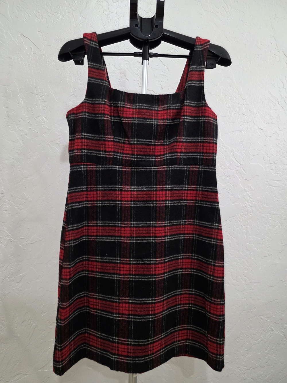 Copper Key Red and Black Plaid Square-Neck Mini Dress